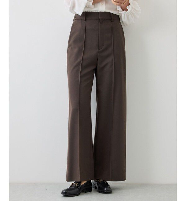 ROPE「【J'aDoRe・一部店舗限定サイズ】センタープレスワイドパンツ/イージーケア」|スラックス|ブラウン(20)