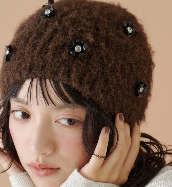  「ビジューモヘアビーニー」|ハット|