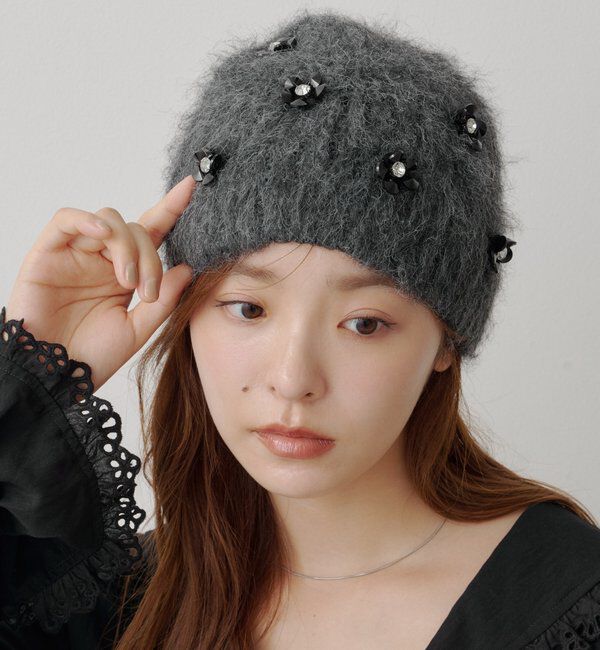  「ビジューモヘアビーニー」|ハット|
