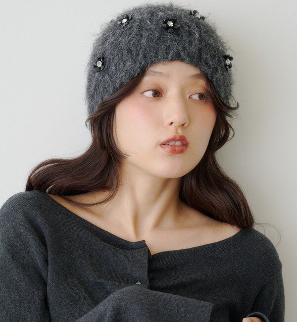  「ビジューモヘアビーニー」|ハット|