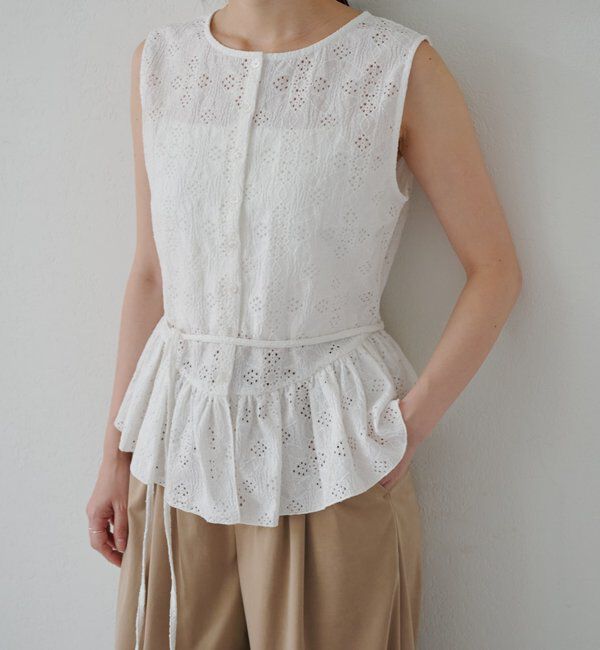  「【再入荷】レースペプラムフリルタンク」|シャツ・ブラウス|