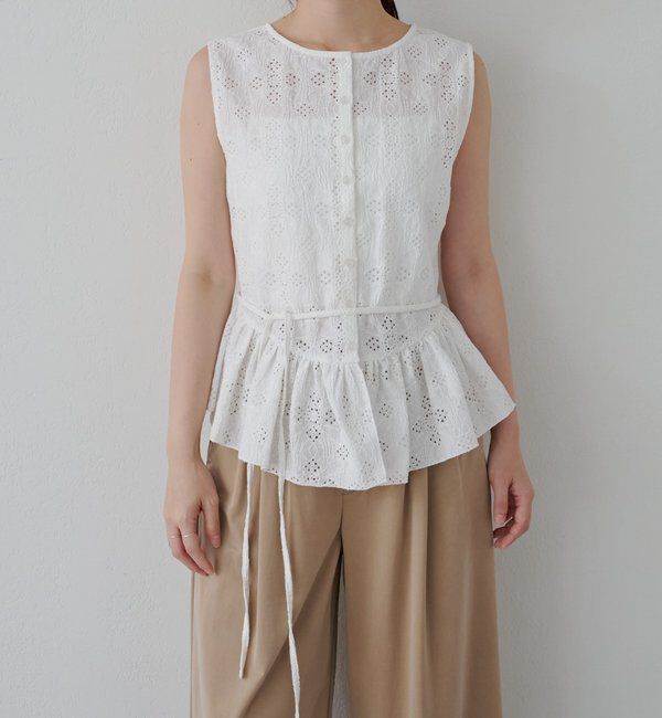  「【再入荷】レースペプラムフリルタンク」|シャツ・ブラウス|