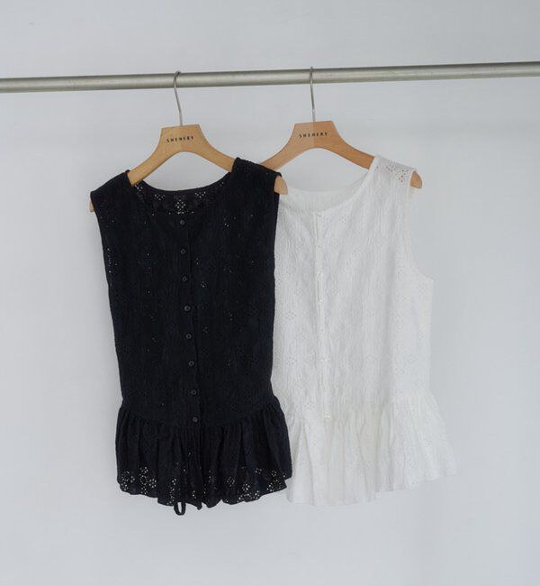  「【再入荷】レースペプラムフリルタンク」|シャツ・ブラウス|