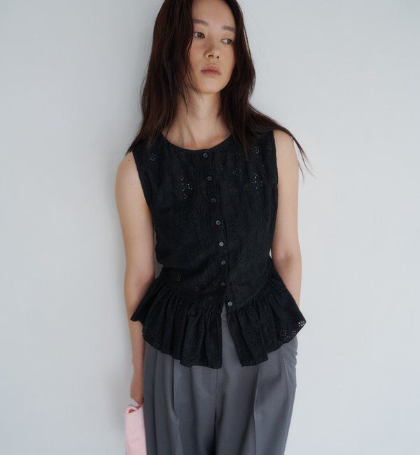 「【再入荷】レースペプラムフリルタンク」|シャツ・ブラウス|