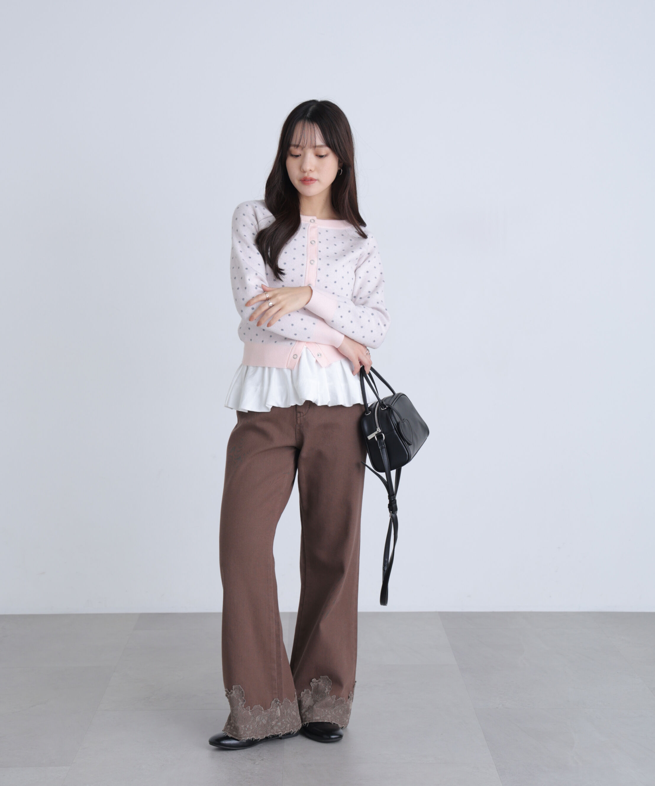  「[低身長サイズ/Sシリーズ]ベーシックワイド裾レースデニムパンツ」|その他|