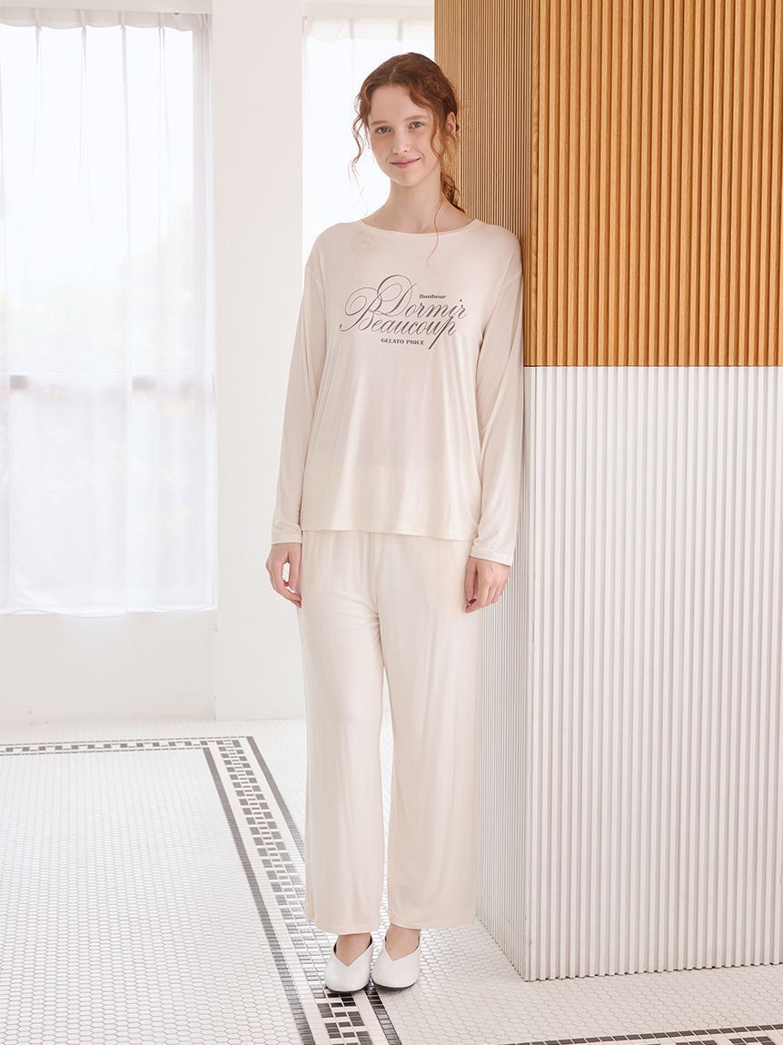 gelato pique「【接触冷感】【UVカット】フレンチレーヨンロゴTシャツ」|ルームウェア|