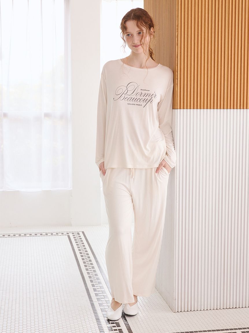 gelato pique「【接触冷感】【UVカット】フレンチレーヨンロゴTシャツ」|ルームウェア|