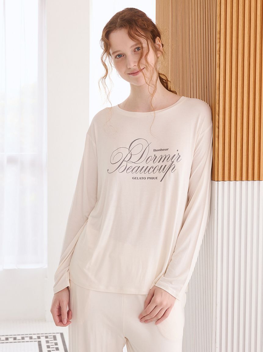 gelato pique「【接触冷感】【UVカット】フレンチレーヨンロゴTシャツ」|ルームウェア|