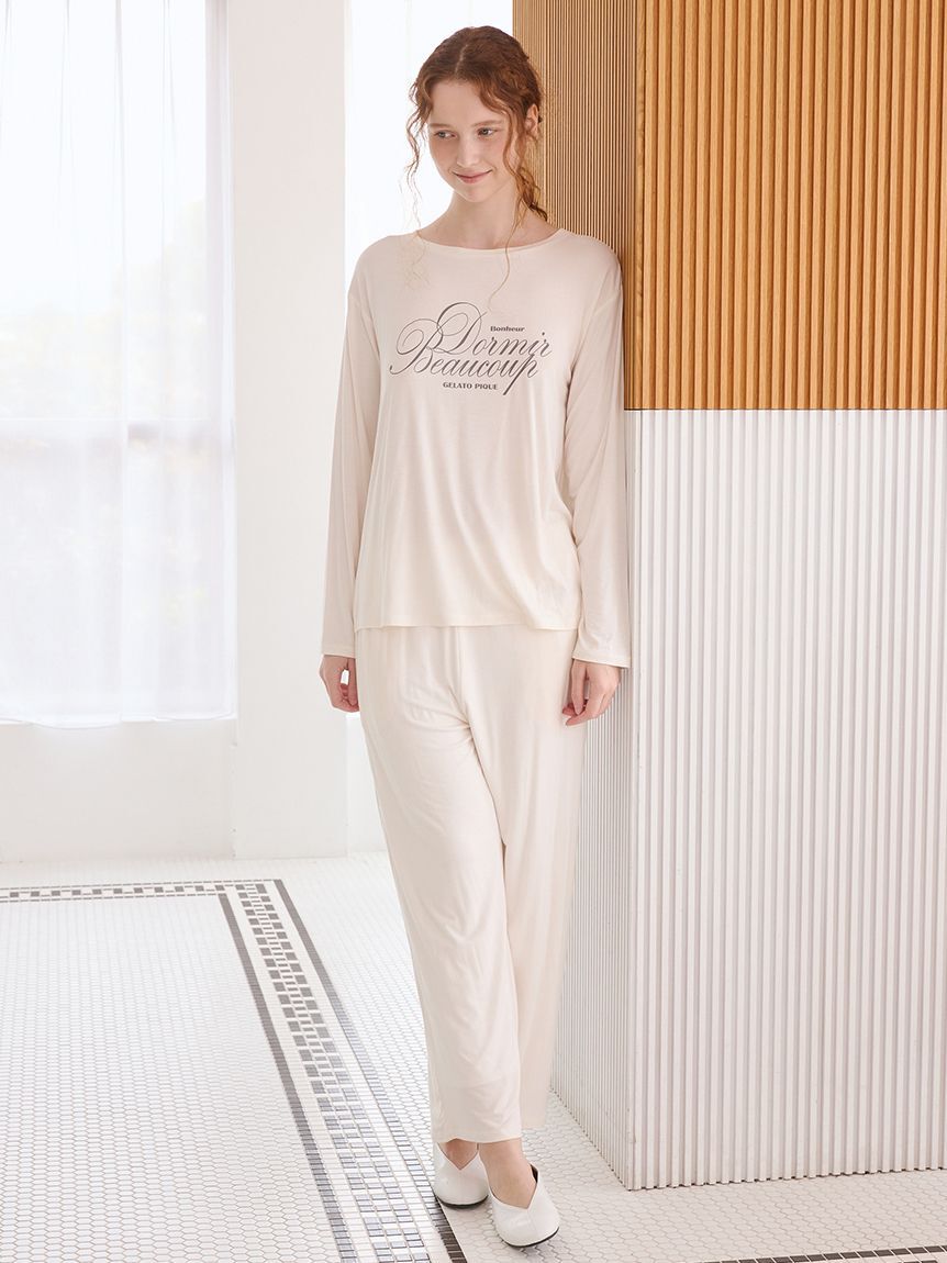 gelato pique「【接触冷感】【UVカット】フレンチレーヨンロゴTシャツ」|ルームウェア|