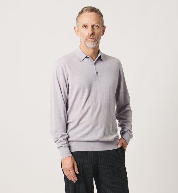 UNITED ARROWS「＜SOVEREIGN＞ ハイゲージ ニット ポロシャツ」|ニット・セーター|LT.GRAY