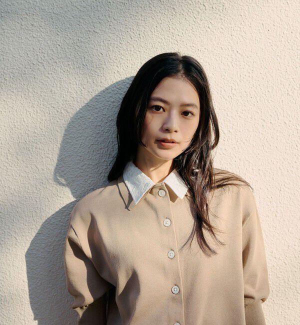 UNITED ARROWS green label relaxing「2WAY レース ポロ襟 5分袖 ニット カーディガン」|カーディガン|