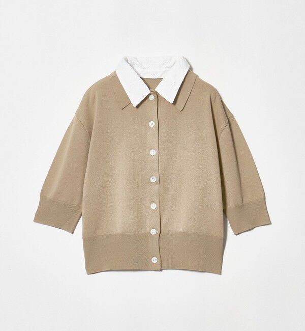 UNITED ARROWS green label relaxing「2WAY レース ポロ襟 5分袖 ニット カーディガン」|カーディガン|