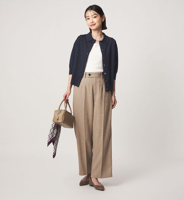 UNITED ARROWS green label relaxing「2WAY レース ポロ襟 5分袖 ニット カーディガン」|カーディガン|