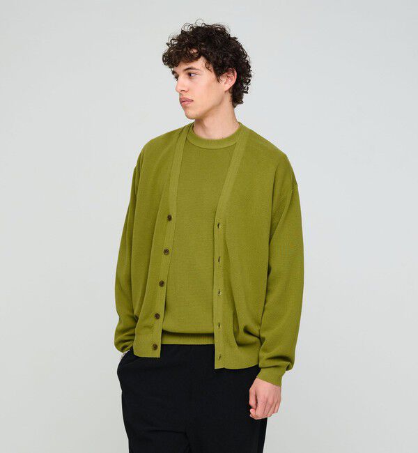 UNITED ARROWS green label relaxing「コットン カシミヤ ミラノリブ Vネック カーディガン -ハンドウォッシャブル-」|カーディガン|MUSTARD