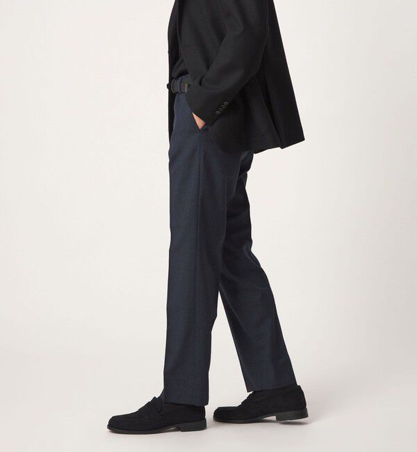UNITED ARROWS green label relaxing「TWPU サキソニー スタンダード スラックス -ストレッチ・ウエストアジャスター-」|スラックス|NAVY