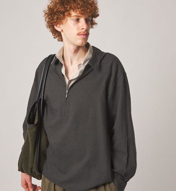 STEVEN ALAN「＜Steven Alan＞ ドレープ ピーチストライプ ジップ プルオーバー」|シャツ・ブラウス|