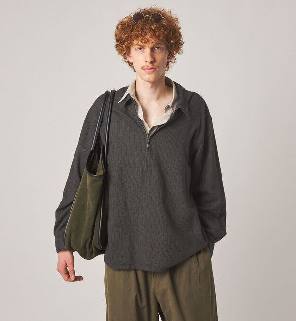 STEVEN ALAN「＜Steven Alan＞ ドレープ ピーチストライプ ジップ プルオーバー」|シャツ・ブラウス|