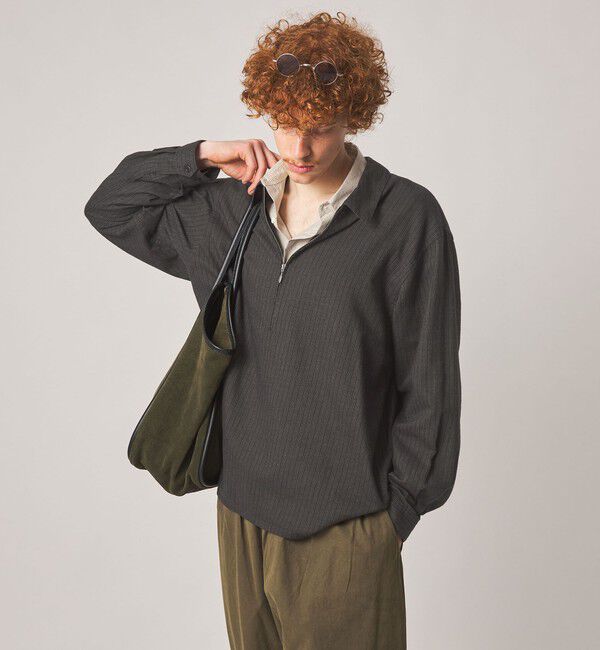 STEVEN ALAN「＜Steven Alan＞ ドレープ ピーチストライプ ジップ プルオーバー」|シャツ・ブラウス|