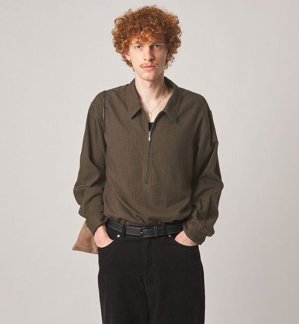 STEVEN ALAN「＜Steven Alan＞ ドレープ ピーチストライプ ジップ プルオーバー」|シャツ・ブラウス|