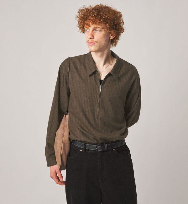 STEVEN ALAN「＜Steven Alan＞ ドレープ ピーチストライプ ジップ プルオーバー」|シャツ・ブラウス|