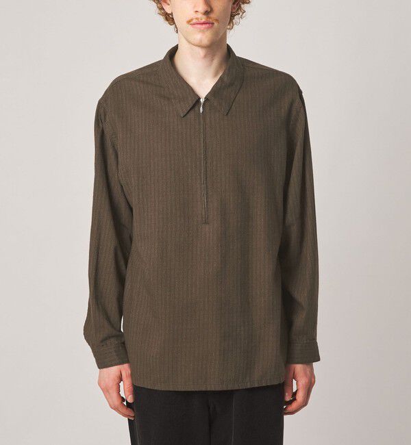 STEVEN ALAN「＜Steven Alan＞ ドレープ ピーチストライプ ジップ プルオーバー」|シャツ・ブラウス|