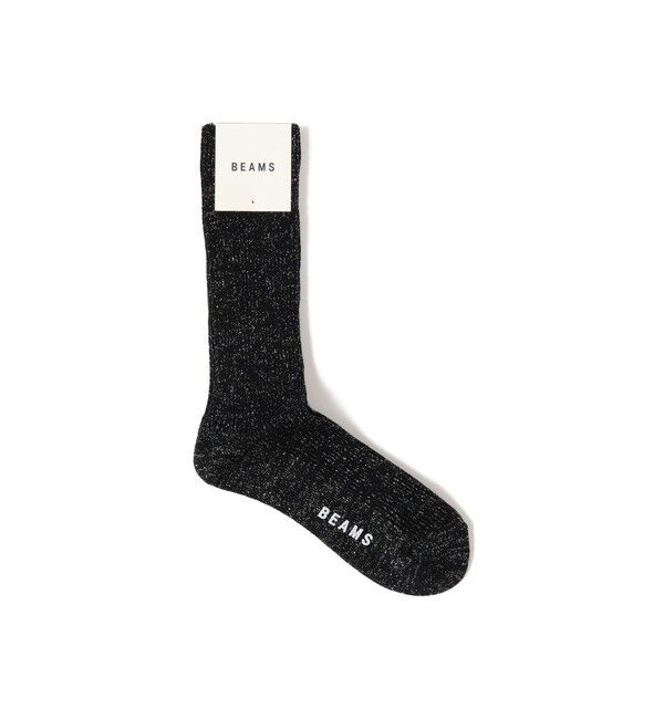 BEAMS「ラメ クルー ソックス」|ソックス|BLACK