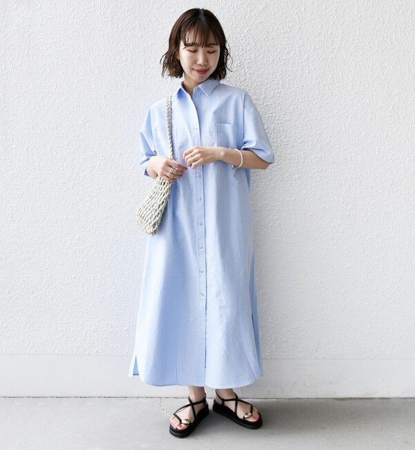 SHIPS for women「〈洗濯機可能〉ワンポイント 刺繍 シャツ ワンピース」|ワンピース|