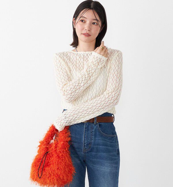 SHIPS Colors 「SHIPS Colors:〈手洗い可能〉ストレッチ レース ボートネック インナー」|Tシャツ・カットソー|