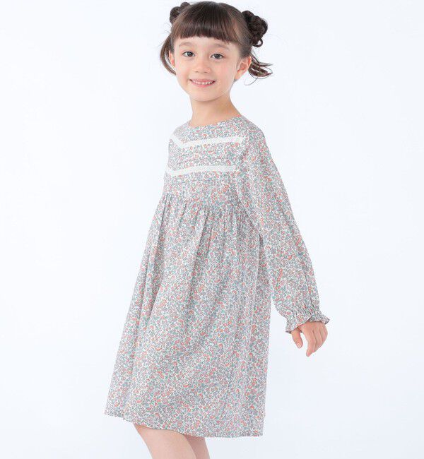SHIPS KIDS「SHIPS KIDS:100～130cm / リバティ ギャザー ワンピース 長袖」|ワンピース|