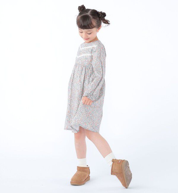 SHIPS KIDS「SHIPS KIDS:100～130cm / リバティ ギャザー ワンピース 長袖」|ワンピース|