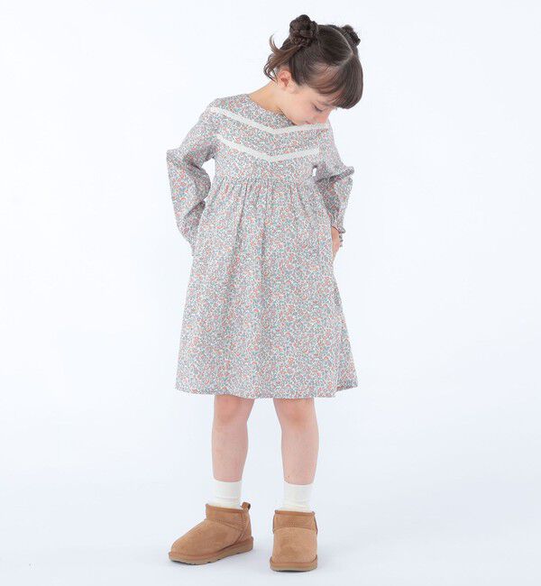 SHIPS KIDS「SHIPS KIDS:100～130cm / リバティ ギャザー ワンピース 長袖」|ワンピース|
