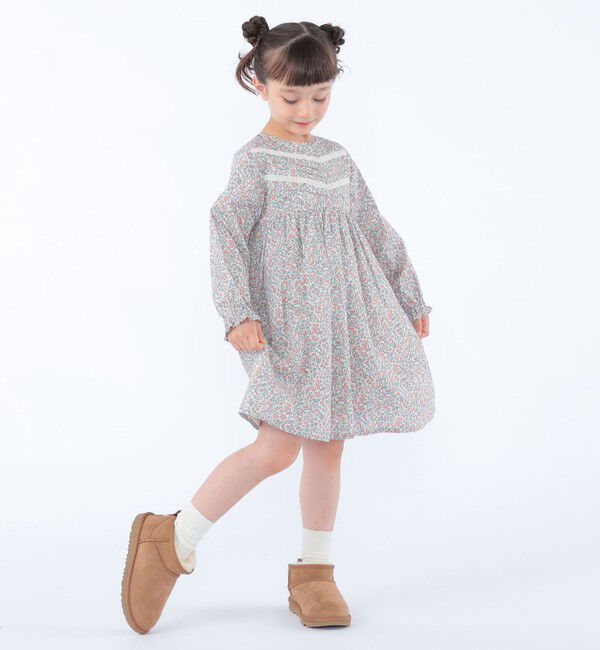 SHIPS KIDS「SHIPS KIDS:100～130cm / リバティ ギャザー ワンピース 長袖」|ワンピース|