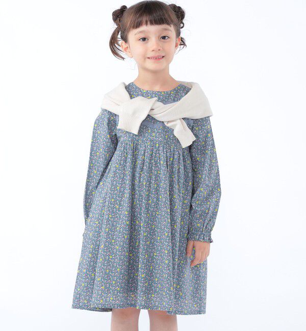 SHIPS KIDS「SHIPS KIDS:100～130cm / リバティ ギャザー ワンピース 長袖」|ワンピース|