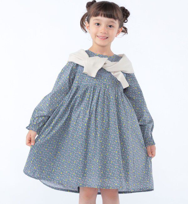 SHIPS KIDS「SHIPS KIDS:100～130cm / リバティ ギャザー ワンピース 長袖」|ワンピース|