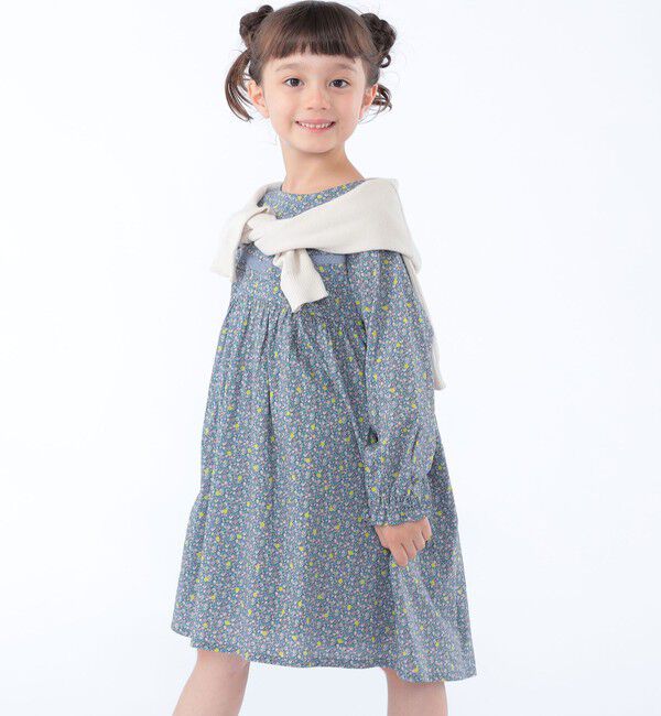 SHIPS KIDS「SHIPS KIDS:100～130cm / リバティ ギャザー ワンピース 長袖」|ワンピース|