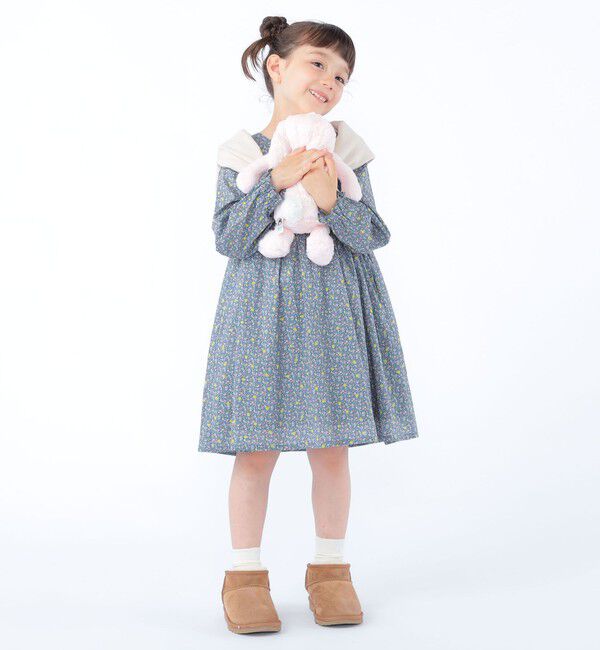 SHIPS KIDS「SHIPS KIDS:100～130cm / リバティ ギャザー ワンピース 長袖」|ワンピース|