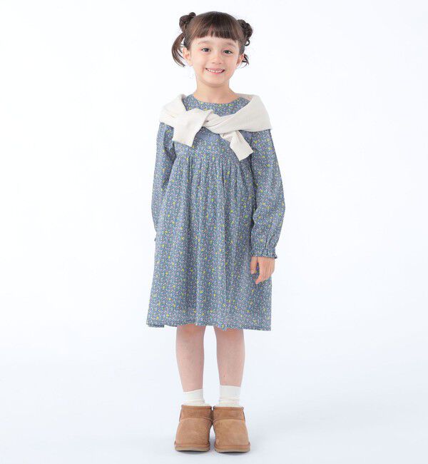 SHIPS KIDS「SHIPS KIDS:100～130cm / リバティ ギャザー ワンピース 長袖」|ワンピース|
