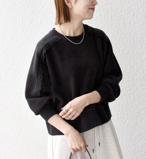 SHIPS any「《予約》〈洗濯機可能〉裏起毛 パイル フリル レース スリーブ プルオーバー」|Tシャツ・カットソー|