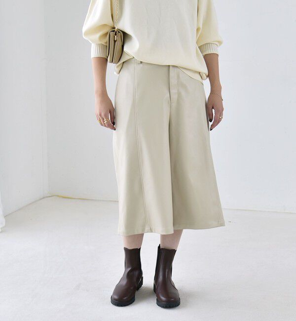 quaranciel「《予約》〈洗濯機可能〉シームデザイン セミワイド ハーフ パンツ」|その他|ベージュ