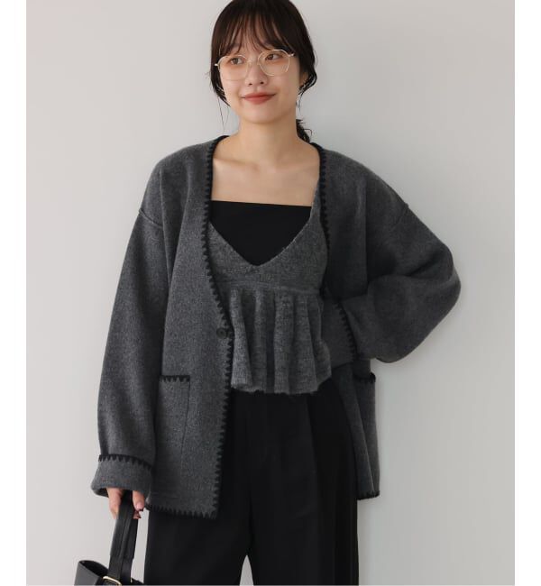 SLOBE IENA「《追加2予約》ブランケットステッチニットジャケット」|その他|