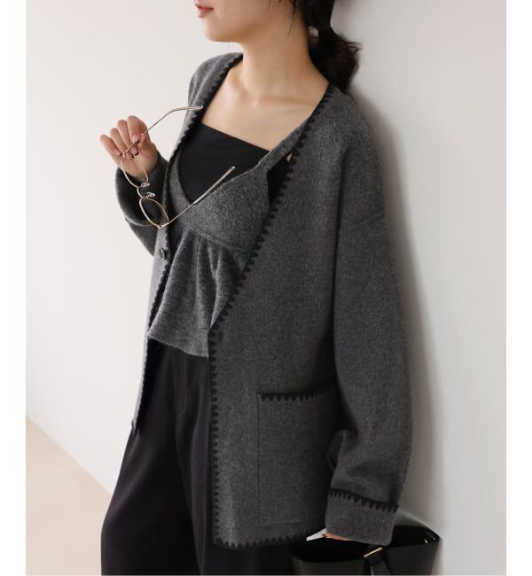 SLOBE IENA「《追加2予約》ブランケットステッチニットジャケット」|その他|