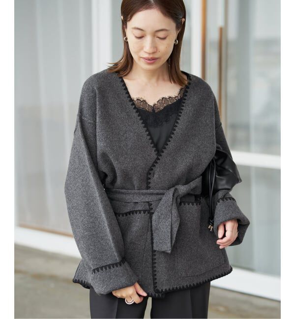 SLOBE IENA「《追加2予約》ブランケットステッチニットジャケット」|その他|