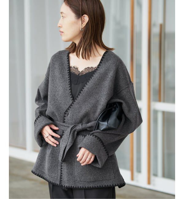 SLOBE IENA「《追加2予約》ブランケットステッチニットジャケット」|その他|