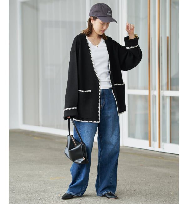 SLOBE IENA「《追加2予約》ブランケットステッチニットジャケット」|その他|