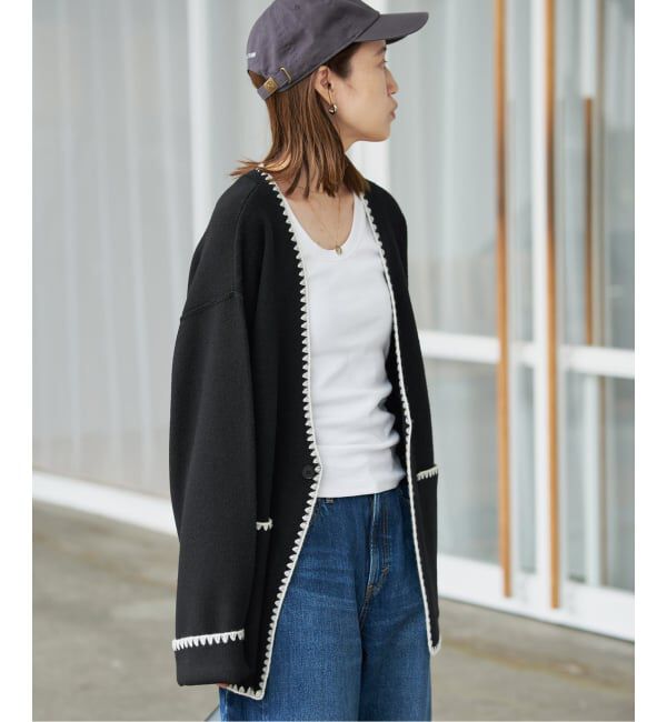 SLOBE IENA「《追加2予約》ブランケットステッチニットジャケット」|その他|