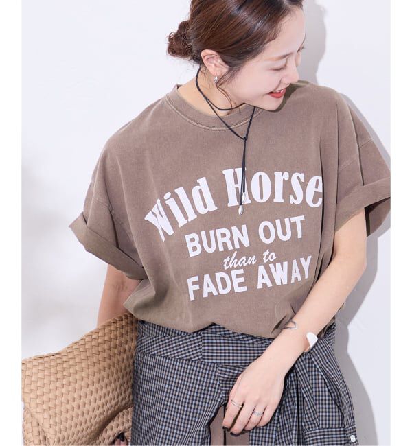 JOURNAL STANDARD「《追加4》ラウンドヘムピグメントT」|Tシャツ・カットソー|ブラウン A