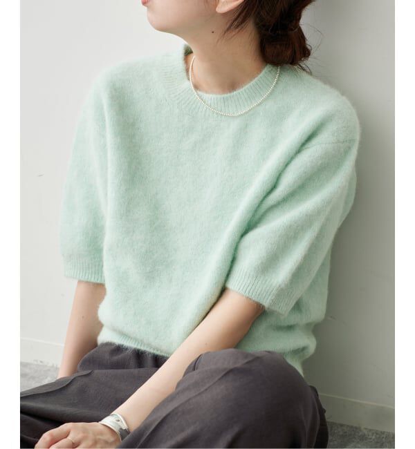 Spick and Span「《新色 / 追加》FOX/ALPACAハーフスリーブニット」|ニット・セーター|グリーン B
