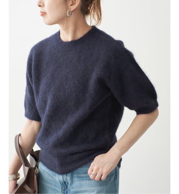 Spick and Span「《新色 / 追加》FOX/ALPACAハーフスリーブニット」|ニット・セーター|ネイビー