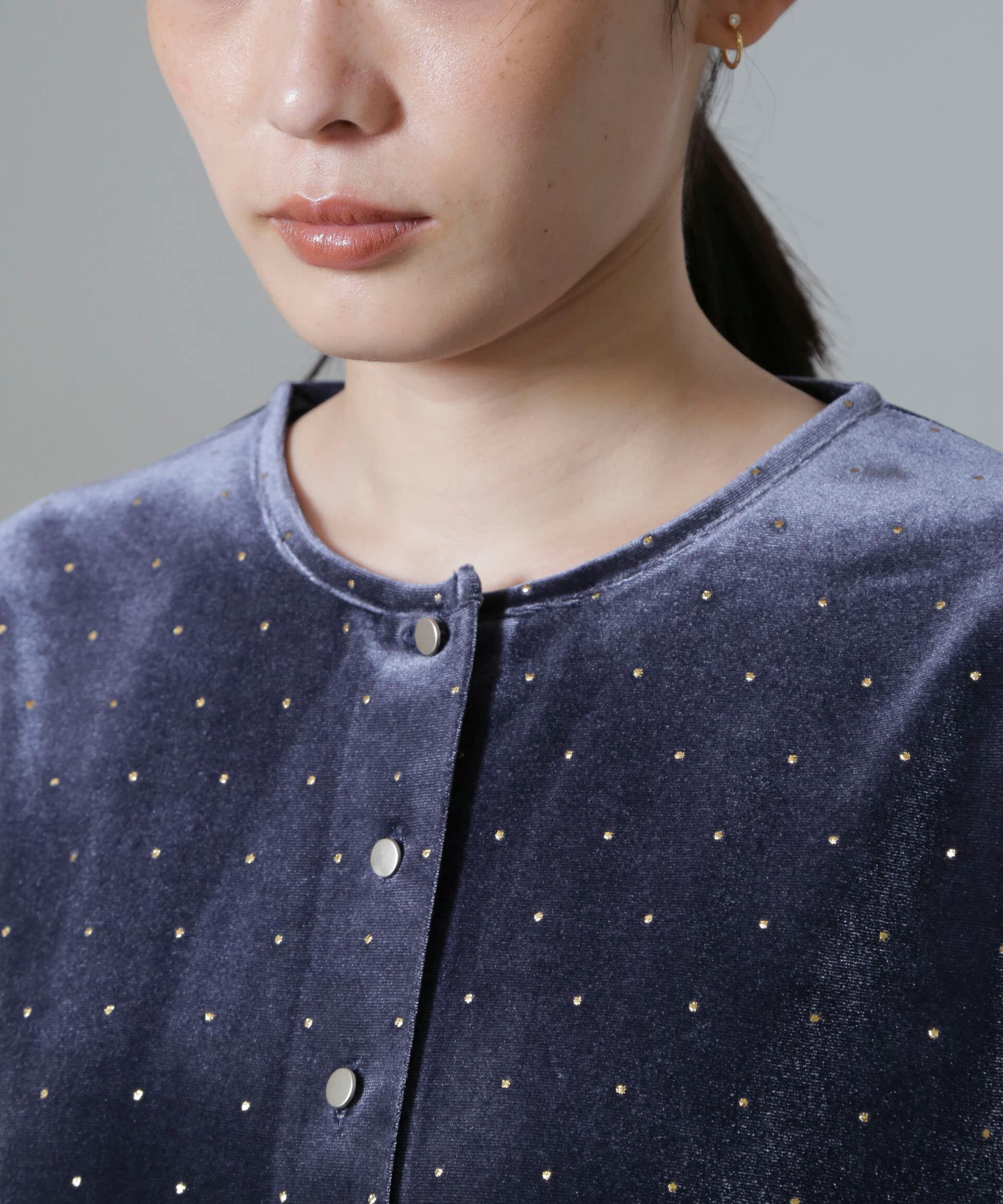 NANO universe「箔ドットベロアカーディガン」|Tシャツ・カットソー|