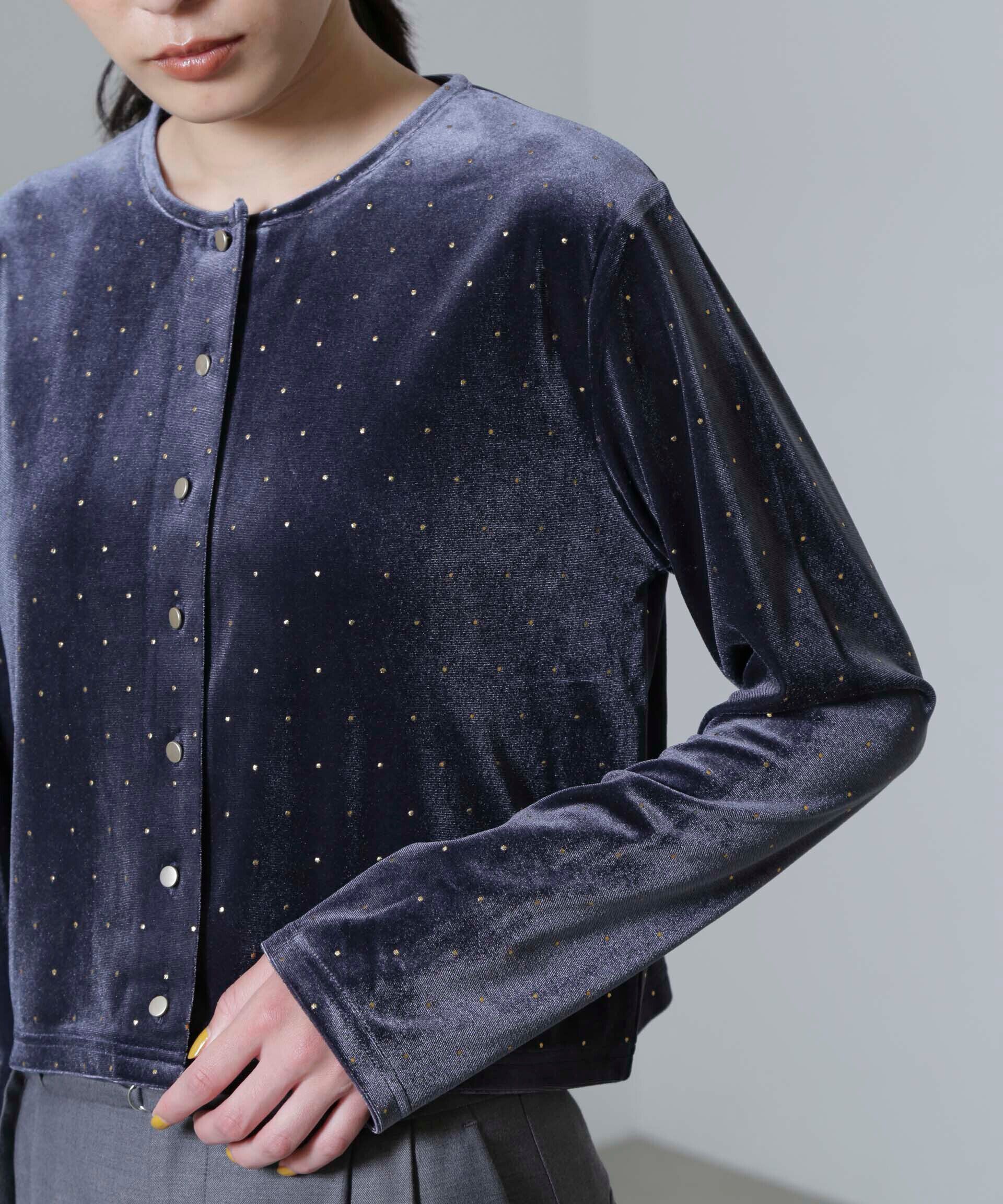 NANO universe「箔ドットベロアカーディガン」|Tシャツ・カットソー|